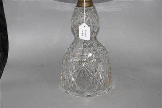 A brass mounted cut glass table lamp, height 53cm
